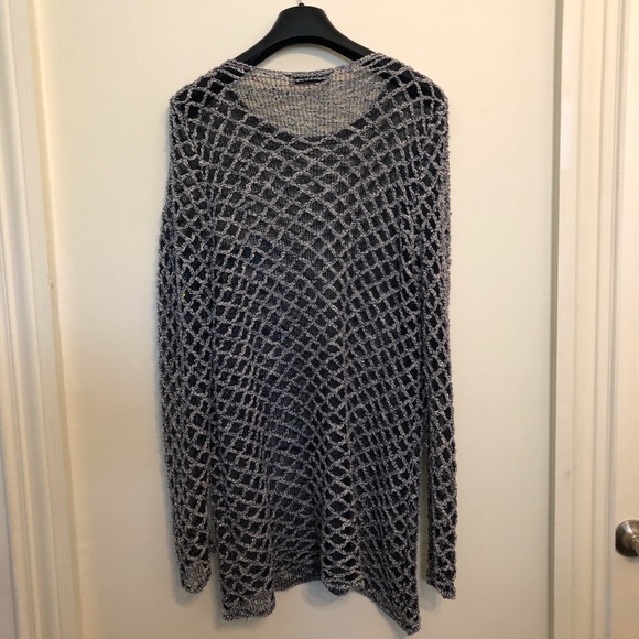 Blue Metallic Stretch Knit Tunic Top - Picture 6 of 11